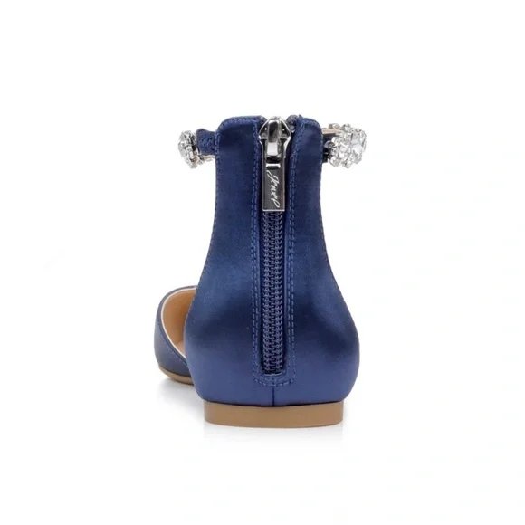 Badgley Mischa Navy Satin Flat Pointed Shoe Size 10 - Picture 7 of 15
